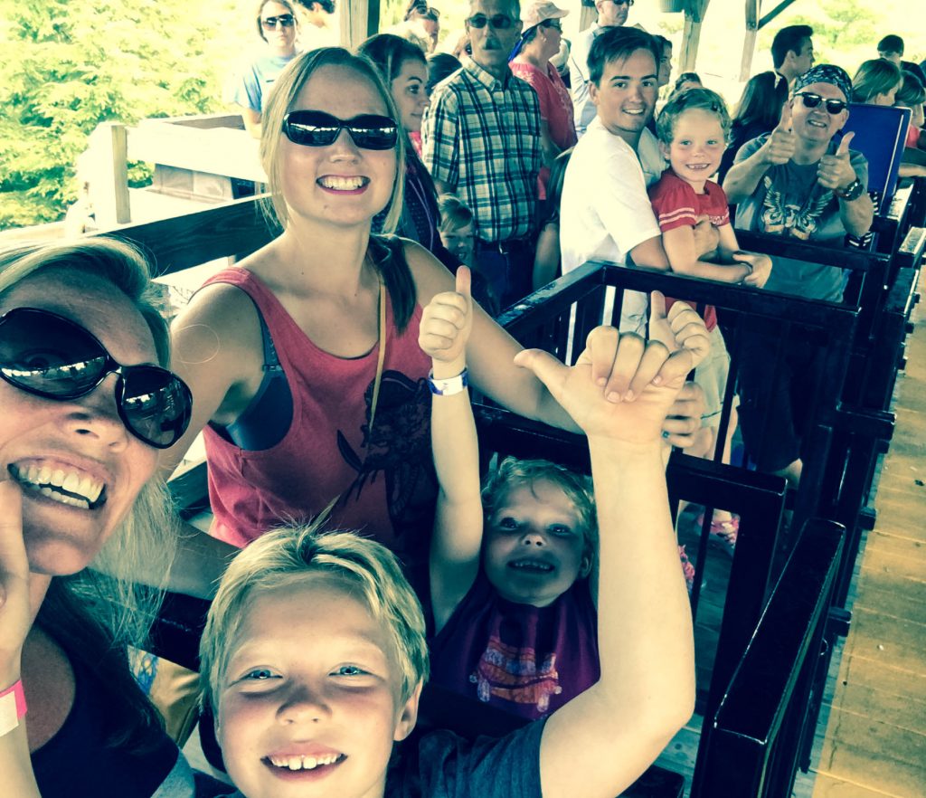 Getting ready to ride a scary roller coaster!
