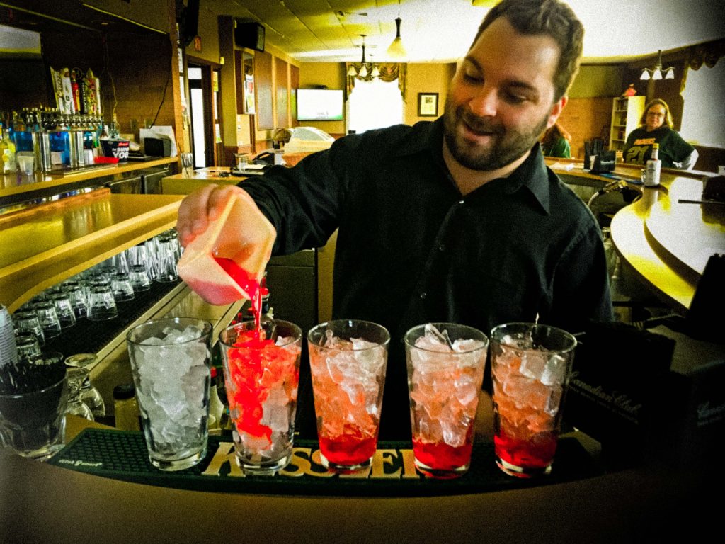 Andy, at the Elks Lodge preparing our strong kiddie cocktails. I had a double!
